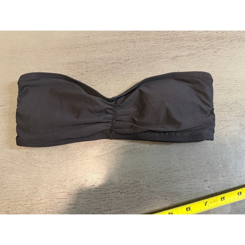 L Space Black Bandeau Bikini Top Strapless Cinched Swim XS RN130061 Made in USA